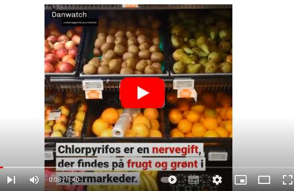 Chlorpyrifos er en nervegift fremavlet af pesticider der findes på frugt og grønt i supermarkederne